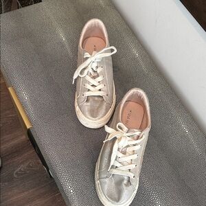 Zara Silver and Cream Women's Sneakers
